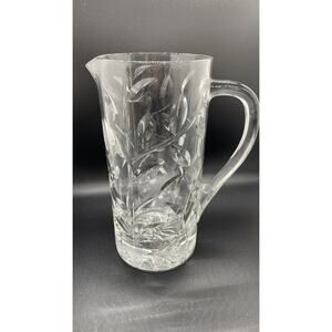 RCR Crystal Pitcher Jug Laurus Brocca Made In Italy 50 Oz & 9" Tall